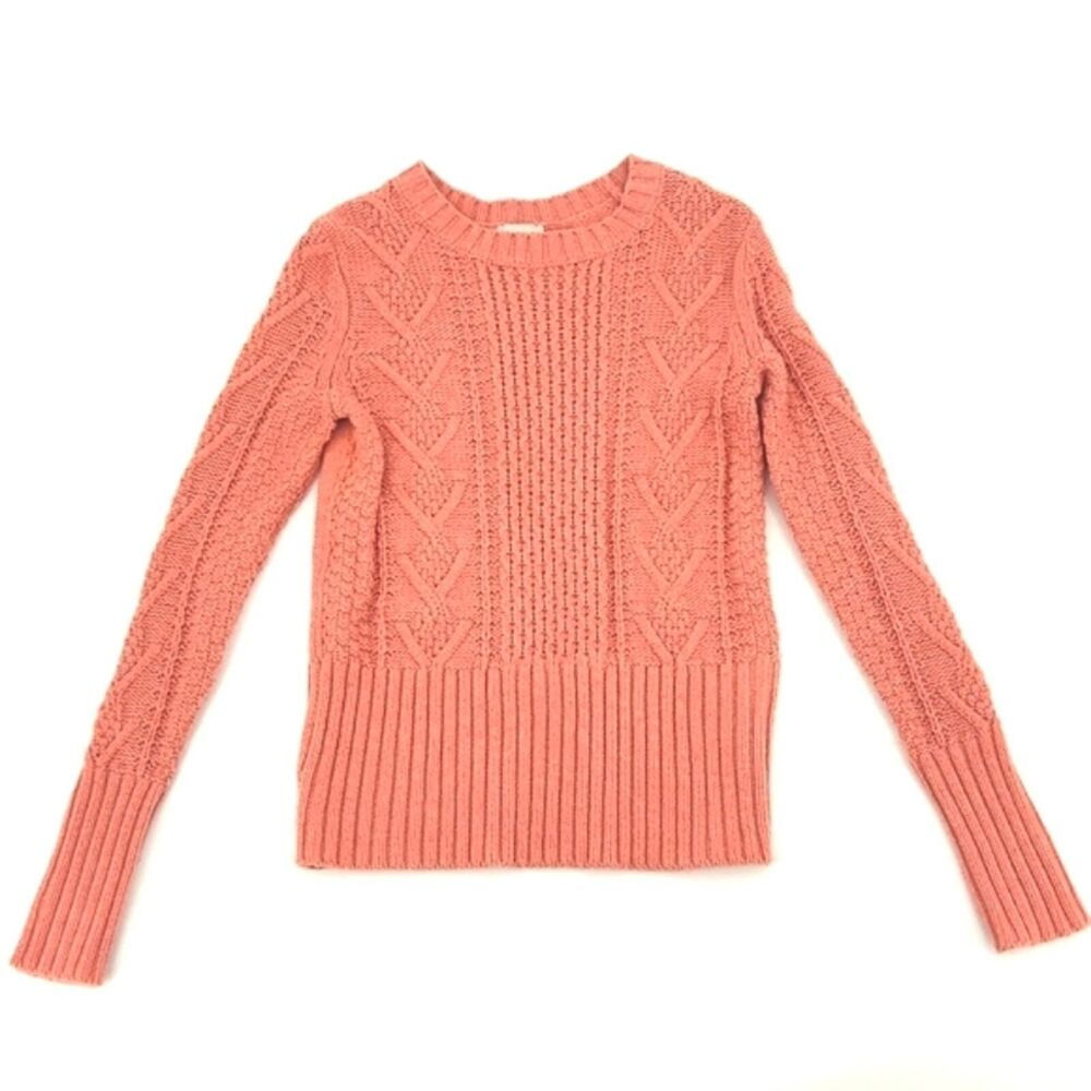 GAP Pullover Sweater Size Extra Small Womens Pink Heather Fisherman Wool Blend